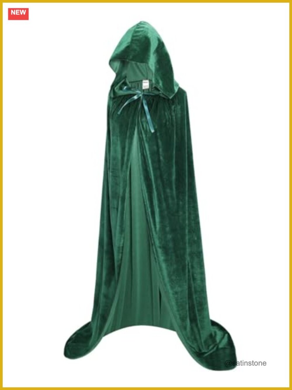 Long Velvet Hooded Cape Robe Cloak Cosplay Halloween Costume Witch Adult